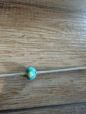 Turquoise Floral Glass Charm Bead